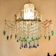 Blue & Green Modern Chandelier Made of Brass and Glass